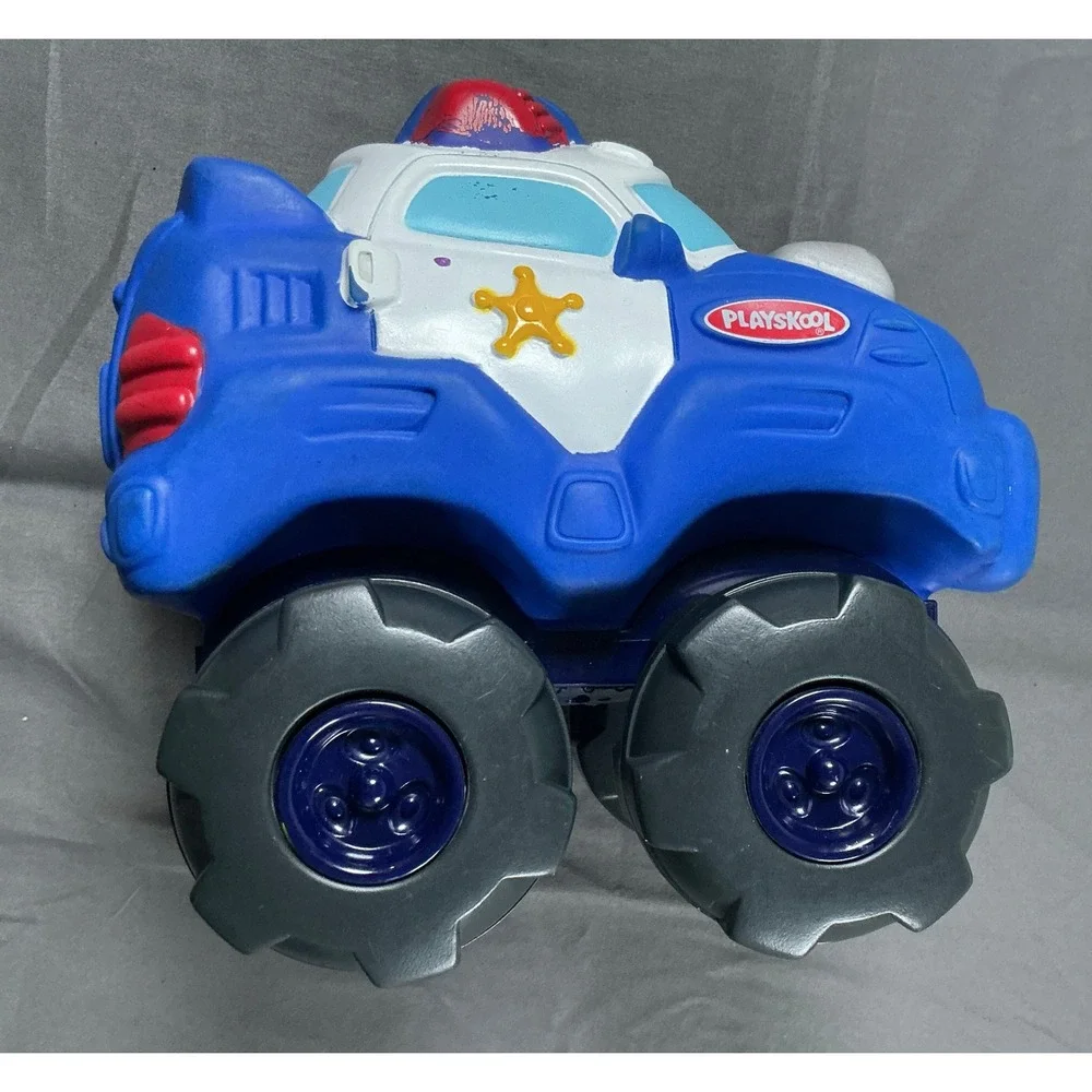 Playskool Wheel Pals Police Car Monster Truck Blue Soft Squeezable Toddler Toy